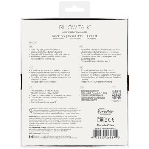 Pillow Talk Racy Mini Massager-Teal 5