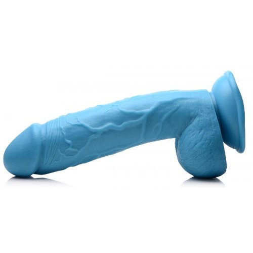 POP 8.25IN DILDO W/ BALLS BLUE - XRAG768BLU