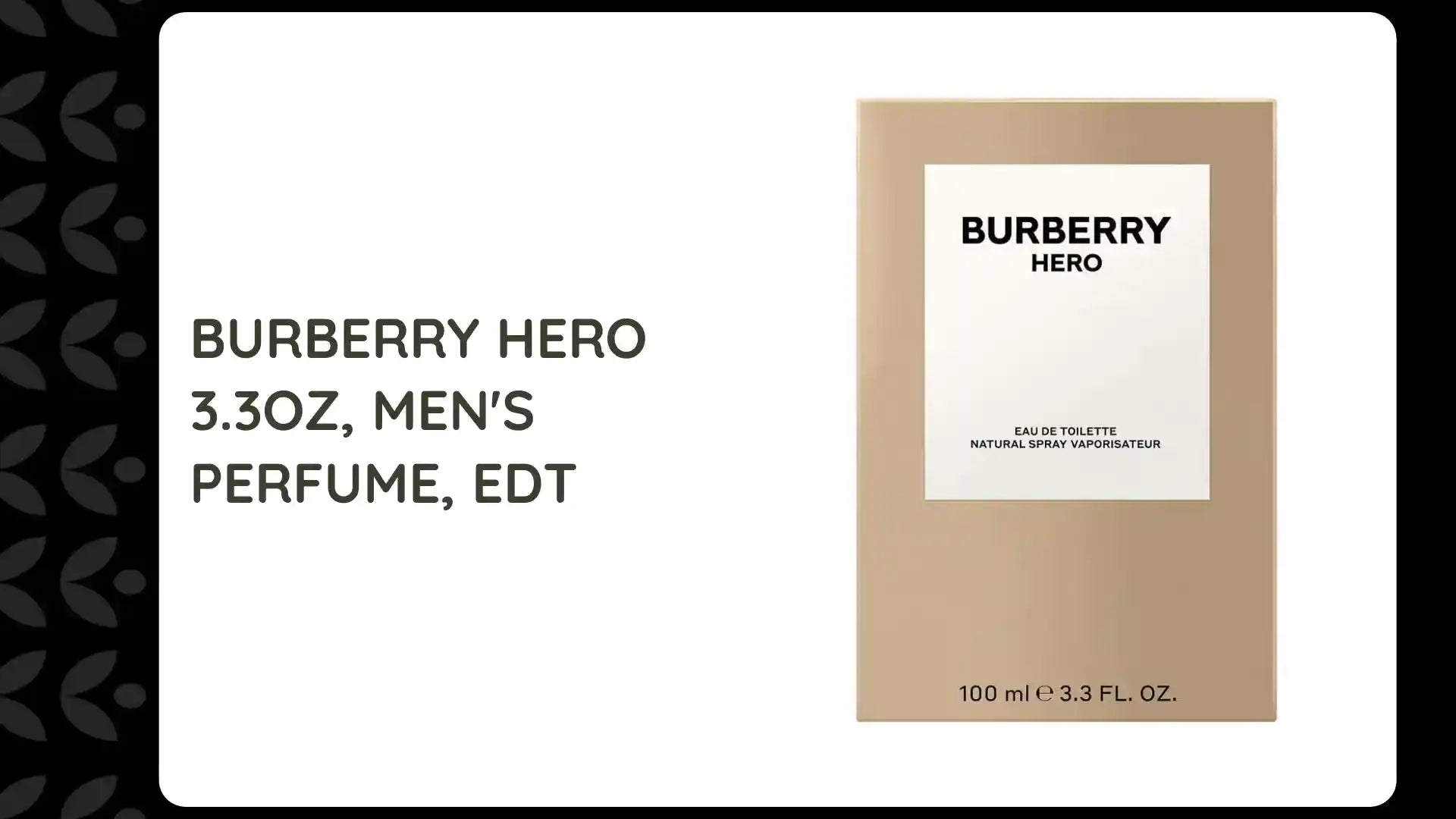 BURBERRY HERO 3.3OZ, MEN'S PERFUME, EDT by@Outfy
