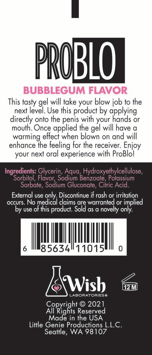 PROBLO ORAL PLEASURE GEL BUBBLEGUM 1.5 OZ