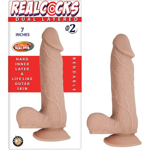 REAL COCKS DUAL LAYERED #2 FLESH 7 "