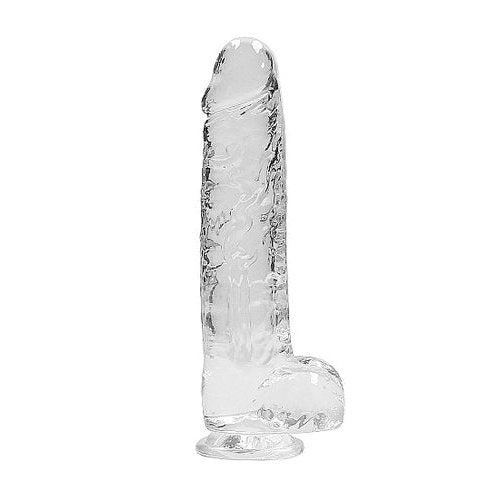 REALROCK 9IN REALISTIC DILDO W/ BALLS CRYSTAL CLEAR - SHTREA093TRA