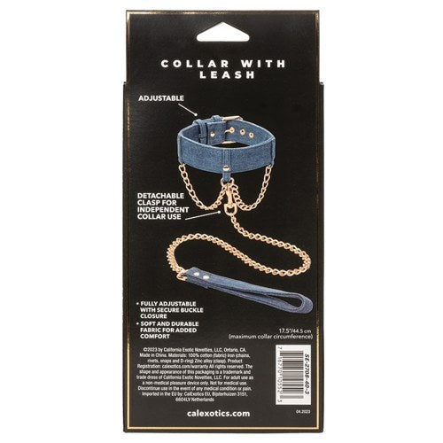 Ride 'Em Premium Denim Collection Collar With Leash