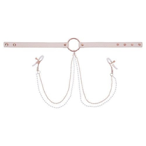 S&M Peaches Ôn CreaMe Collar with Nipple Clamps