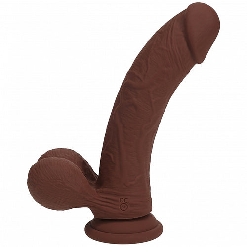REALROCK RECHARGEABLE DUAL LAYERED VIBRATING CURVED 8IN W/BALLS BROWN - SHTREA214BRN