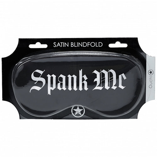 OUCH SPANK ME PRINTED MASK SATIN BLACK - SHTOU1067BLK