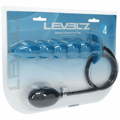 LEVELZ BEADED INFLATABLE SILICONE ANAL PLUG TEAL - SHTLVL040002TEA
