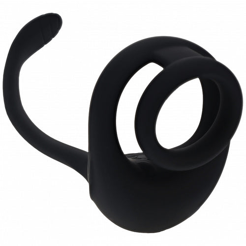 LEVELZ DUAL MOTOR SILICONE COCK RING W/ PROSTATE STIMULAT BLACK - SHTLVL030035BLK
