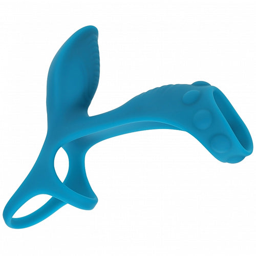 LEVELZ VIBRATING SILICONE COCK & BALL RING W/SHAFT LOOP TEAL - SHTLVL030031TEA