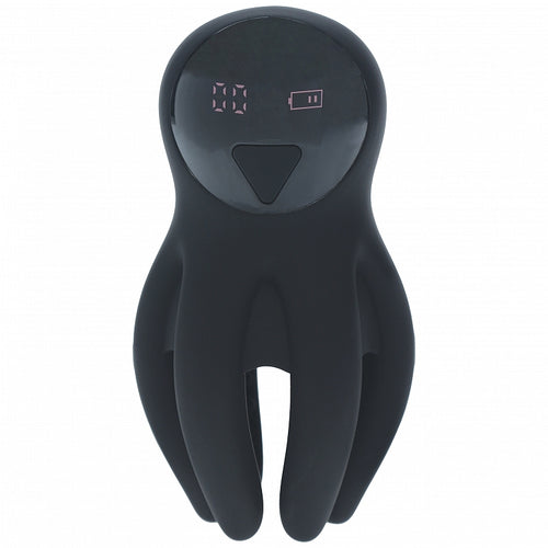 LEVELZ DIGITAL VIBRATING SILICONE PENIS HEAD STIMULATOR W/ TENTACLES BLACK - SHTLVL030022BLK