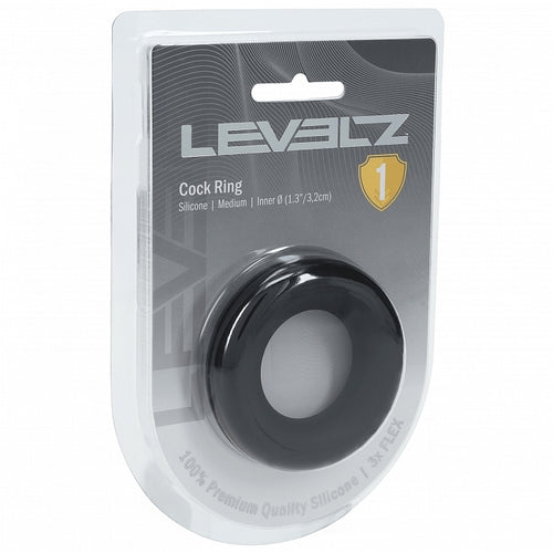 LEVELZ LIQUID SILICONE COCK RING M BLK - SHTLVL010004BLK