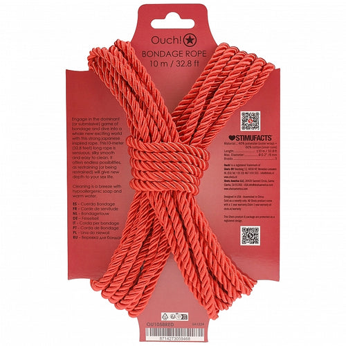 OUCH! BONDAGE ROPE 10 METERS RED - SHTOU1058RED