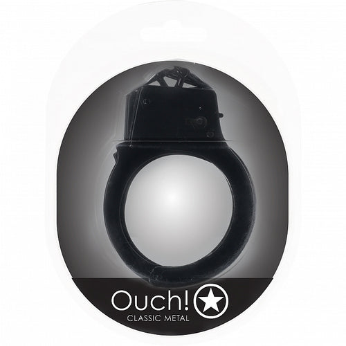 OUCH! CLASSIC METAL HANDCUFFS BLACK - SHTOU1048BLK