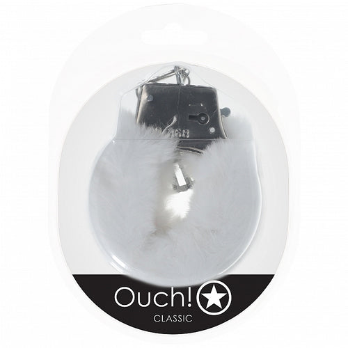OUCH! CLASSIC FLUFFY HANDCUFFS WHITE - SHTOU1047WHT