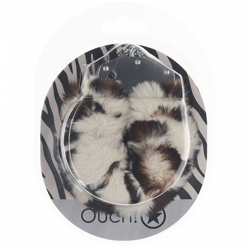 OUCH! HEAVY DUTY FLUFFY HANDCUFFS SNOW LEOPARD - SHTOU1046SNO