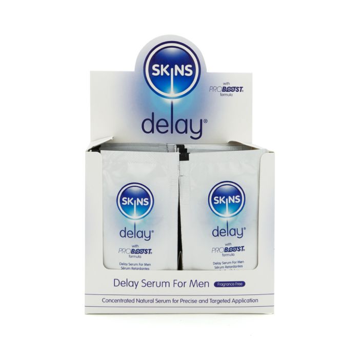Skins Natural Delay Serum Foil 54 x 5ml Sachets with POS (fragrance free) - SKNDSERPOSFF