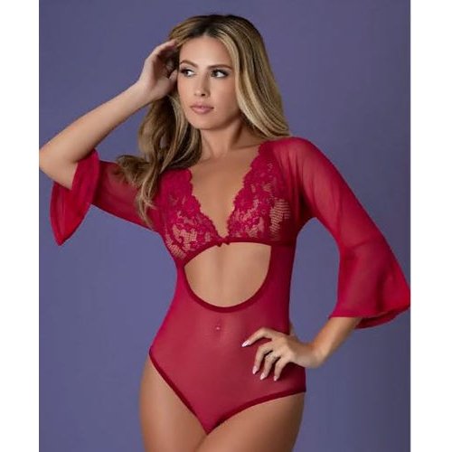 SLEEVE 3/4 PLAYSUIT CHERRY L