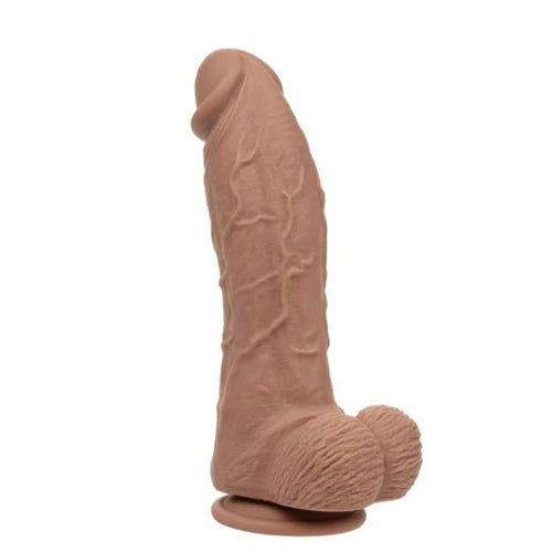 STUDS RECHARGEABLE VIBRATING 9.5 SUCTION CUP DILDO ENERGY BROWN" - SE025722