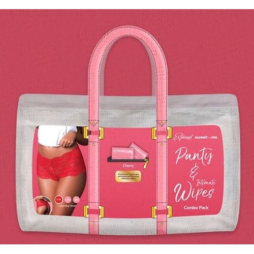SWEETUMS LACE BOY SHORT W/ WIPES CHERRY L/XL