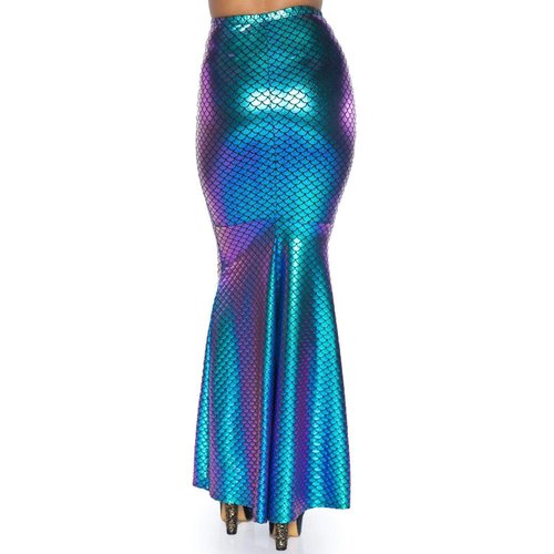 Teal Iridescent Scale Mermaid Maxi Skirt - SK86710 03825
