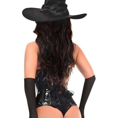Top Drawer 3 PC Black Patent Witch Corset Costume