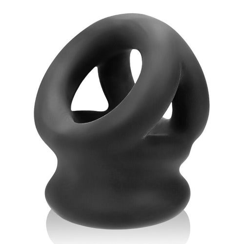 TRI SQUEEZE COCKSLING BALL STRETCHER OXBALLS SILICONE TPR BLEND BLACK ICE (NET) - OXS3024BLIC