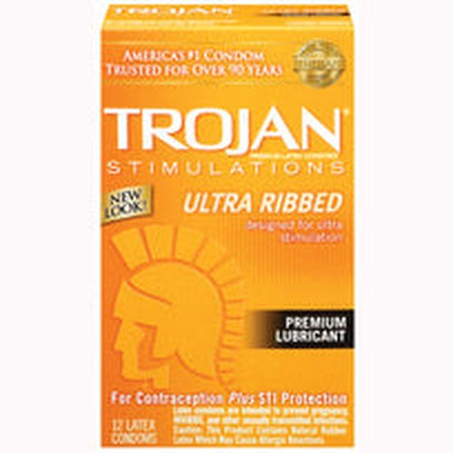 TROJAN STIMULATIONS ULTRA RIBBED 12 PACK - T94752