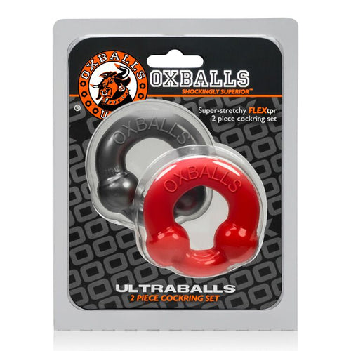 ULTRA BALLS COCKRING 2 PACK STEEL/RED (NET) - OX3010STR