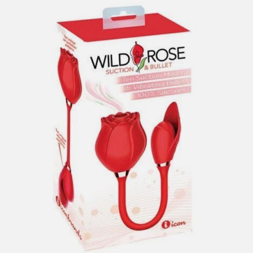 WILD ROSE & BULLET RECHARGEABLE SILICONE SUCTION VIBRATOR - IB1703