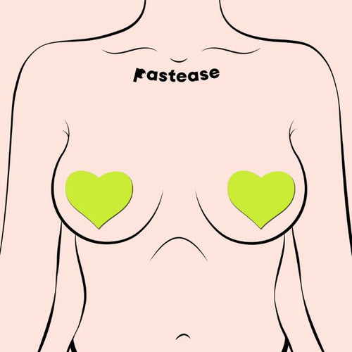 PASTEASE HEARTS GLOW IN THE DARK NEON YELLOW - PASHRTGLWYL