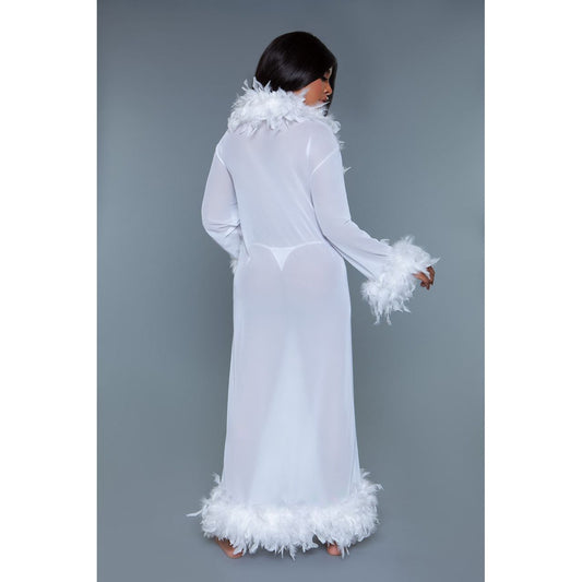 Bw834W Glamour Robe White-Pinkfoxxx