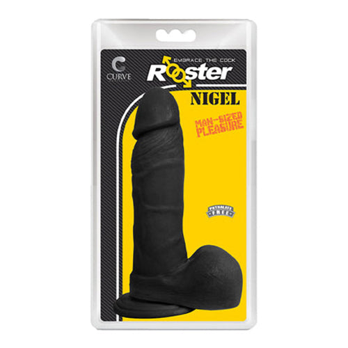 Curve Toys Rooster Nigel 7.75 in. Dildo with Balls & Suction Cup Midnight-Pinkfoxxx