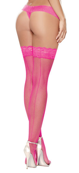 THIGH HIGHS FISHNET NEON PINK O/S - DG0001NPK