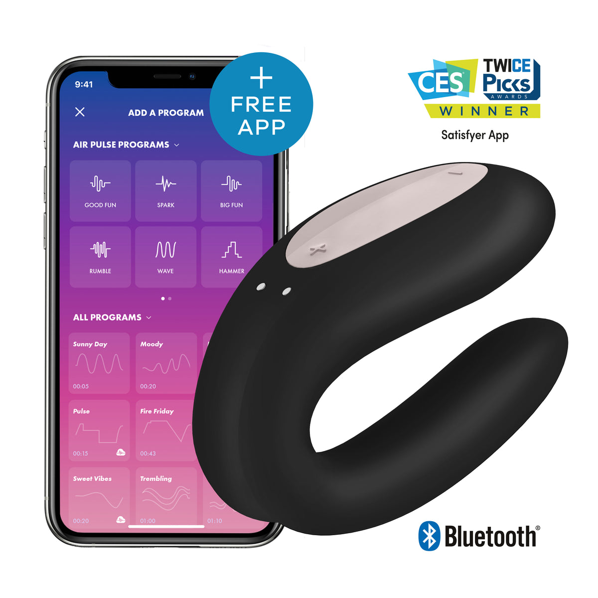 SATISFYER DOUBLE JOY BLACK W/ APP (NET) - EIS02392