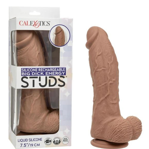 STUDS RECHARGEABLE VIBRATING 9.5 SUCTION CUP DILDO ENERGY BROWN" - SE025722