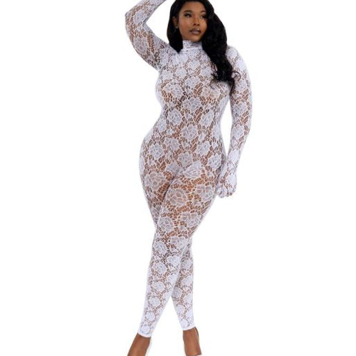 DREAMGIRL PLUS WHITE GLOVED BODYSTOCKING OSQ - DG0516WHTOSQ