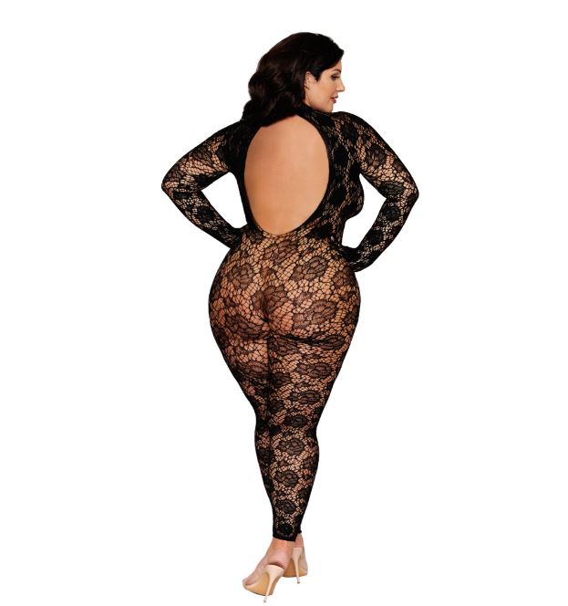 GLOVED BODYSTOCKING BLACK Q/S - DG0516BLKX