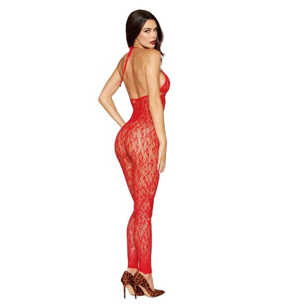 RHINESTONE BODYSTOCKING POINSETTIA O/S - DG0517PNSTA