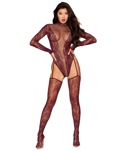 TEDDY BODYSTOCKING CHERRY LACQUER O/S - DG0532CHRLC