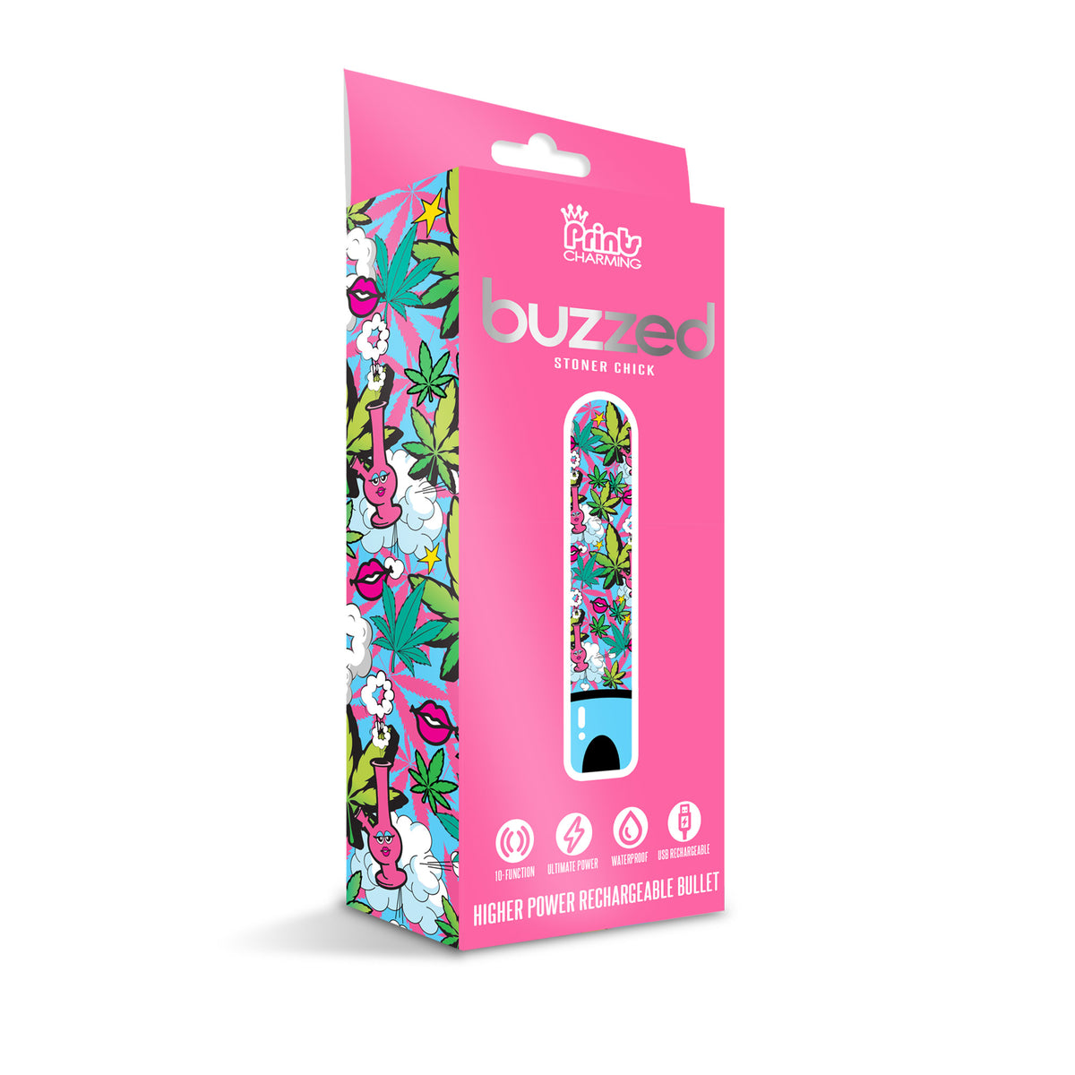 PRINTS CHARMING BUZZED HIGHER POWER RECHARGEABLE BULLET STONER CHICK - GN1000103