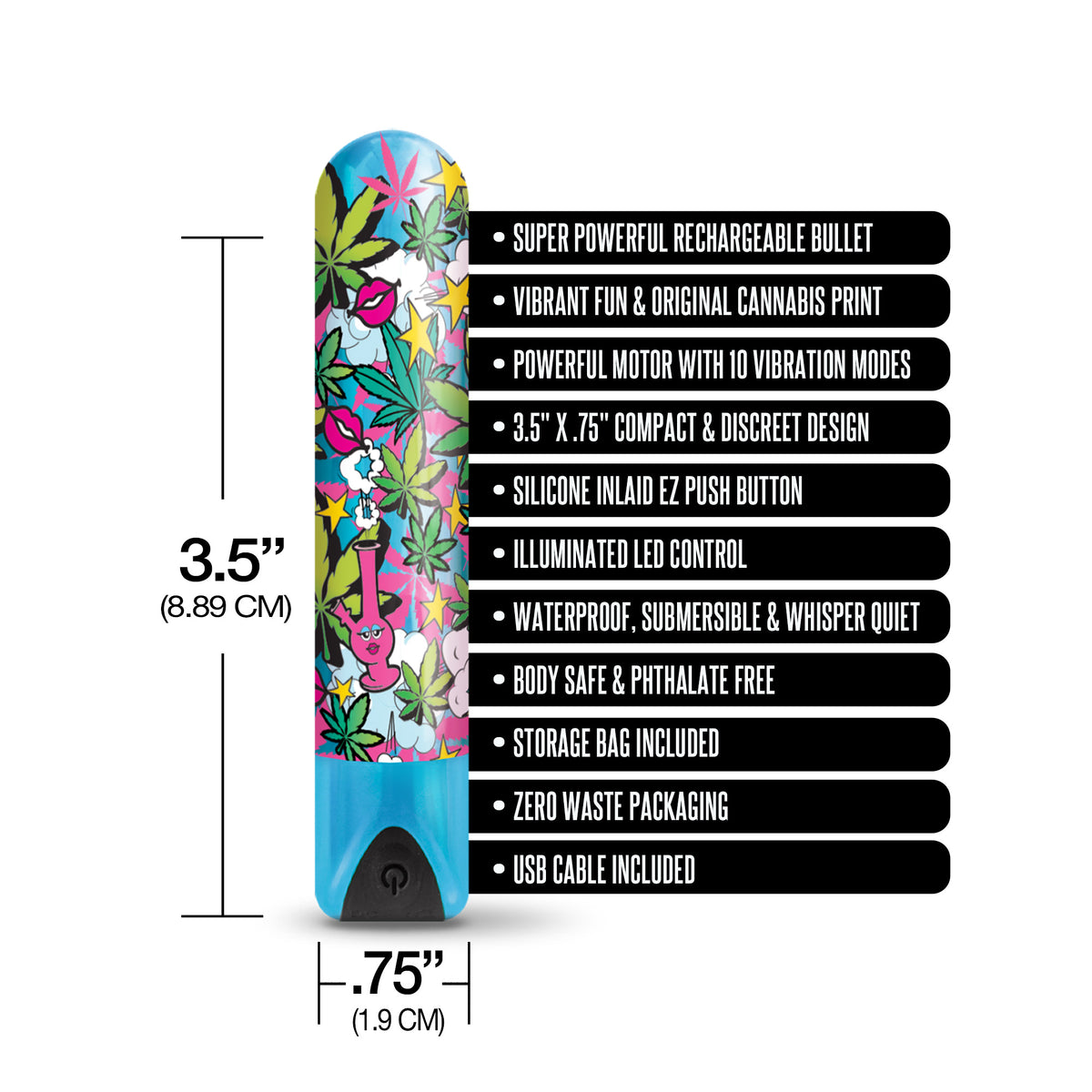 PRINTS CHARMING BUZZED HIGHER POWER RECHARGEABLE BULLET STONER CHICK - GN1000103