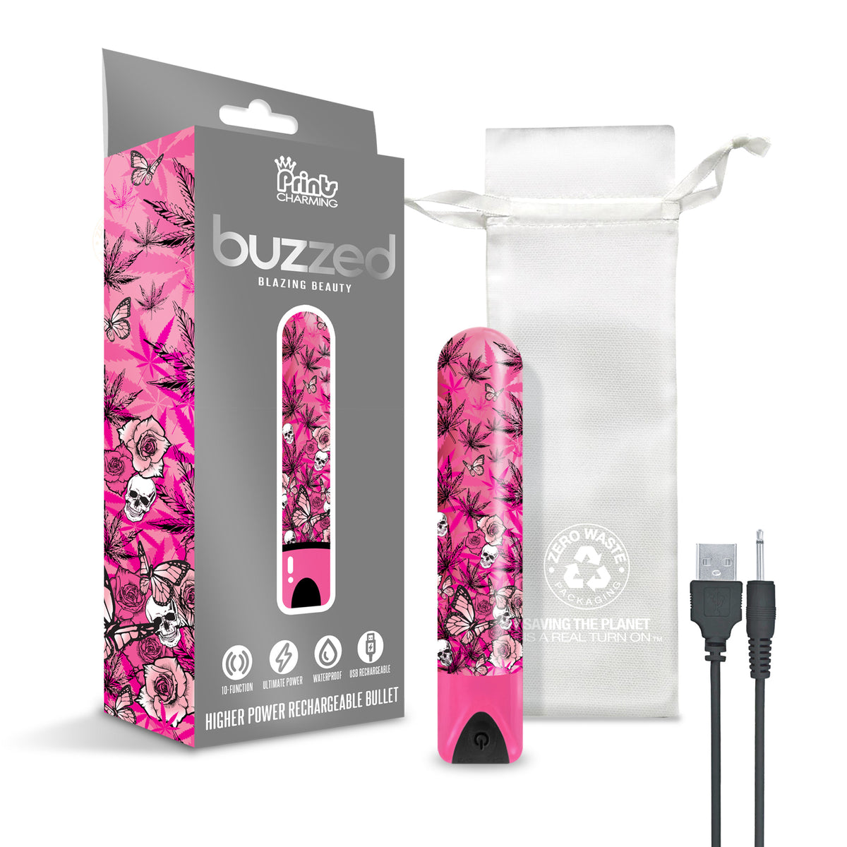 PRINTS CHARMING BUZZED HIGHER POWER RECHARGEABLE BULLET BLAZING BEAUTY - GN1000105