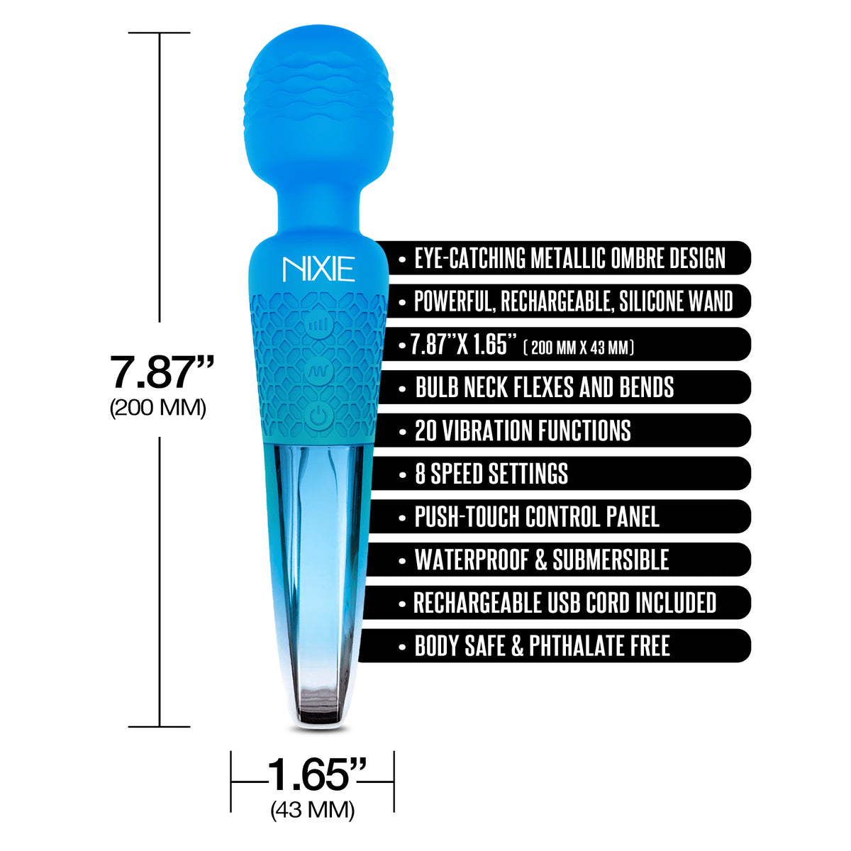 NIXIE WAND MASSAGER BLUE OMBRE METALLIC - GN1000312