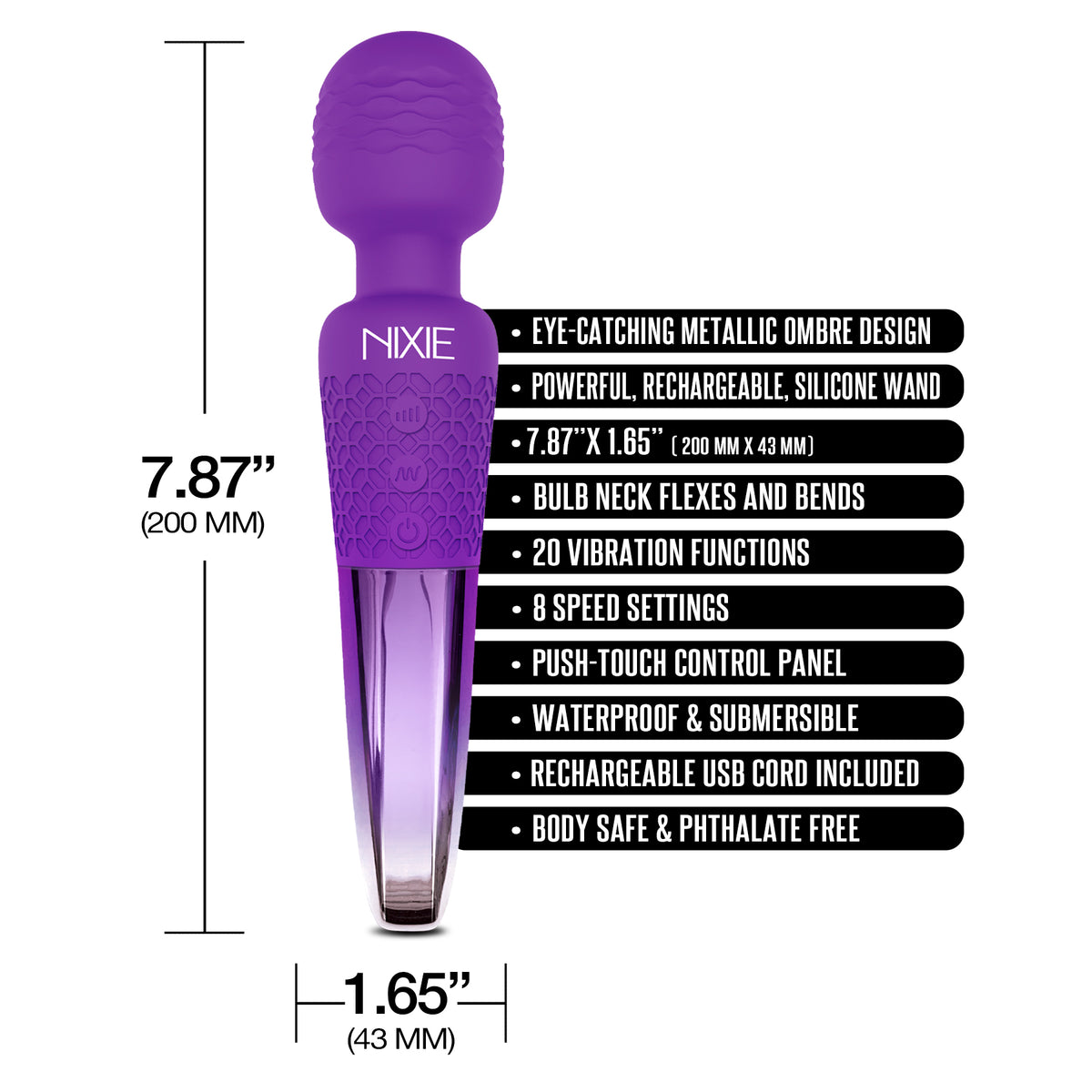 NIXIE WAND MASSAGER PURPLE OMBRE METALLIC - GN1000313