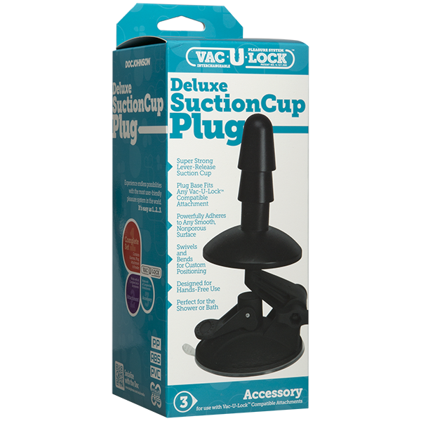 VAC U LOCK DELUXE SUCTION CUP PLUG BLACK