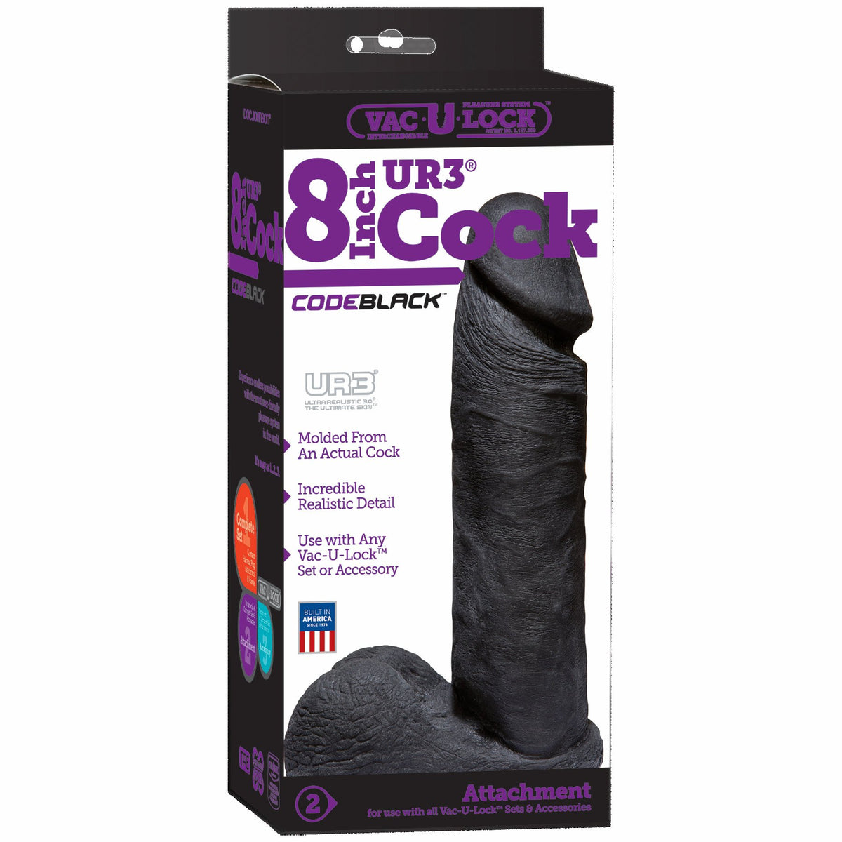 VAC U LOCK CODE BLACK 8IN ULTRASKYN COCK