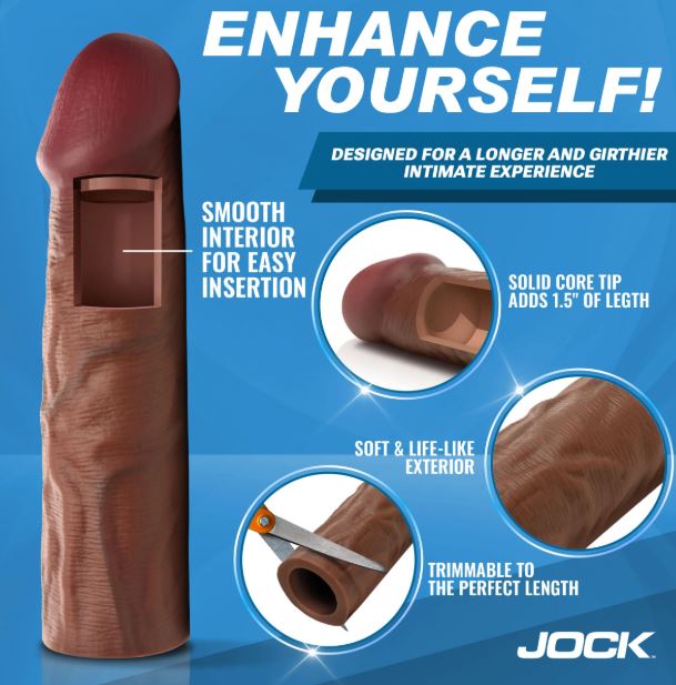 JOCK ENHANCERS 1.5IN REALISTIC PENIS EXTENSION DARK - CN1017DAR