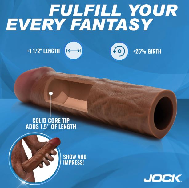 JOCK ENHANCERS 1.5IN REALISTIC PENIS EXTENSION DARK - CN1017DAR