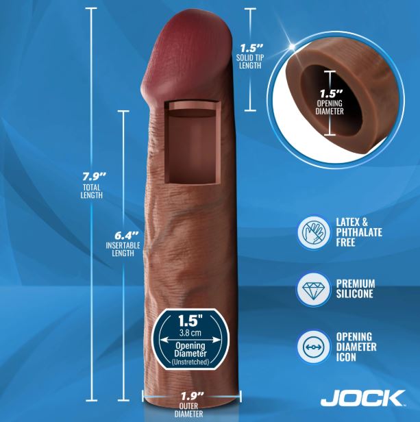 JOCK ENHANCERS 1.5IN REALISTIC PENIS EXTENSION DARK - CN1017DAR