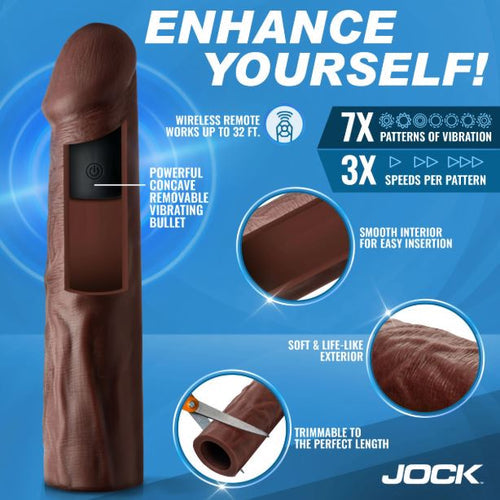 JOCK ENHANCERS 1.5IN REALISTIC PENIS EXTENSION VIBRATING DARK - CN1019DAR